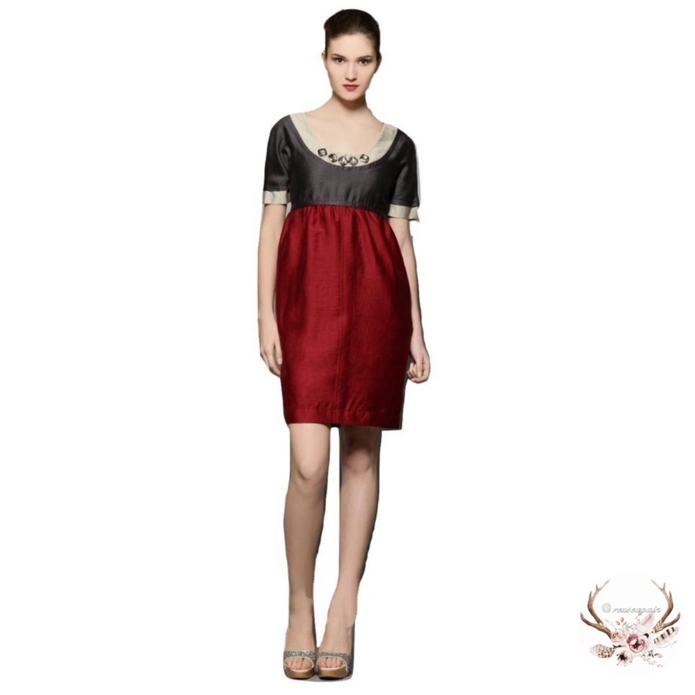 Vera Wang Maroon Jeweled Cocktail Dress
